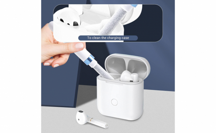 Kit de curatare casti 3 in 1 pentru AirPods, casti wireless, aparat foto, tastatura, piese lego, cu 3 capete diferite, alb [4]
