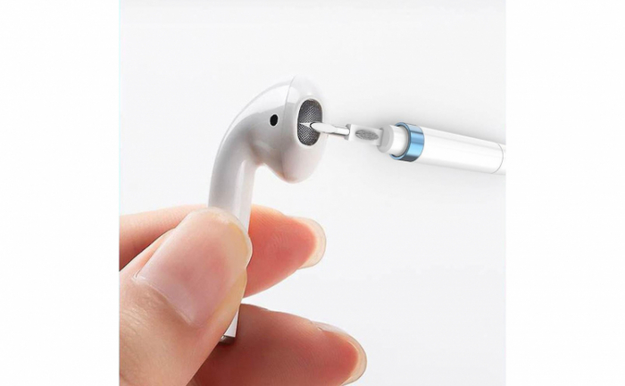 Kit de curatare casti 3 in 1 pentru AirPods, casti wireless, aparat foto, tastatura, piese lego, cu 3 capete diferite, alb [6]