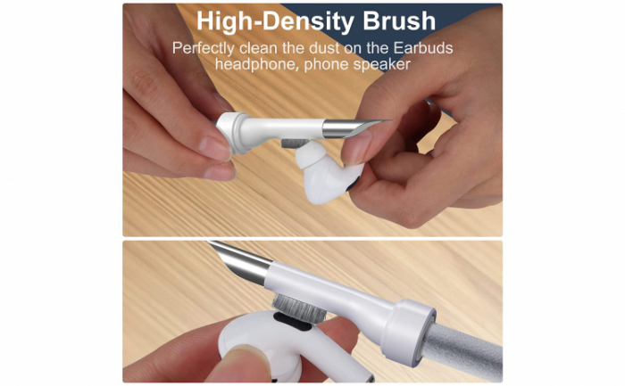 Kit de curatare casti 3 in 1 pentru AirPods, casti wireless, aparat foto, tastatura, piese lego, cu 3 capete diferite, alb [12]