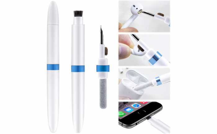 Kit de curatare casti 3 in 1 pentru AirPods, casti wireless, aparat foto, tastatura, piese lego, cu 3 capete diferite, alb [7]