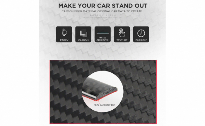 Ornament autoadeziv compatibil cu volan Audi, model carbon, negru, A001 [5]