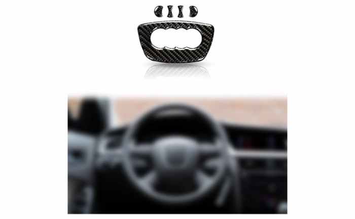 Ornament autoadeziv compatibil cu volan Audi, model carbon, negru, A001 [4]