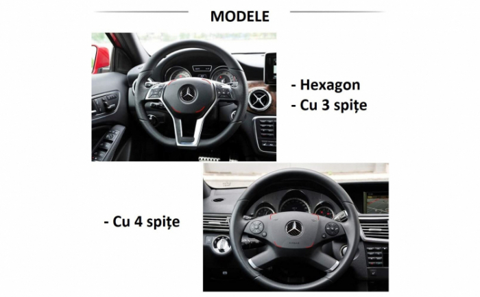 Ornament autoadeziv compatibil cu volan Mercedes, model carbon, negru [4]