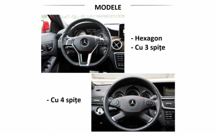 Ornament autoadeziv compatibil cu volan Mercedes, model carbon, rosu [4]