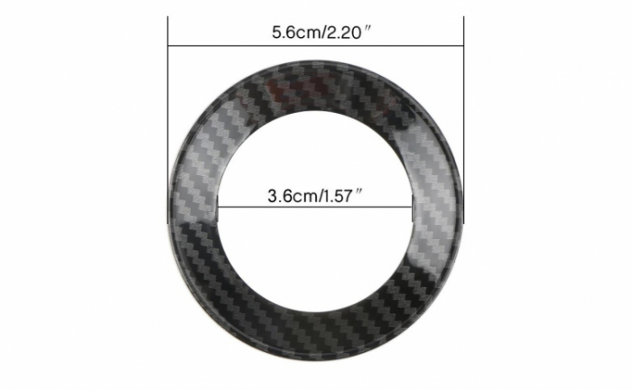 Ornament autoadeziv compatibil cu volan VW, model carbon, negru [4]