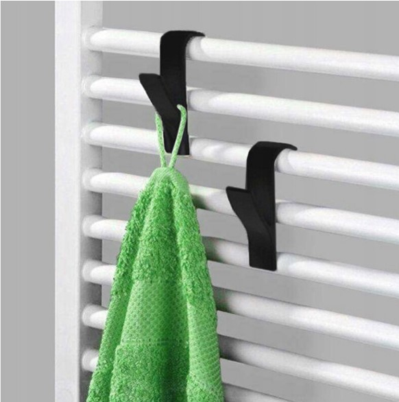 Set 2 carlige pentru calorifer baie, portprosop, negre [2]