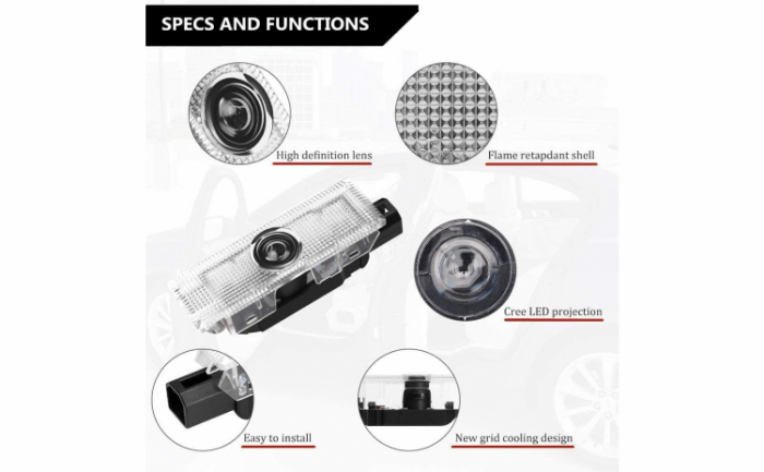 Set 2 proiectoare logo “Audi”, lumini portiere LED, holograme auto, dedicate Audi [7]
