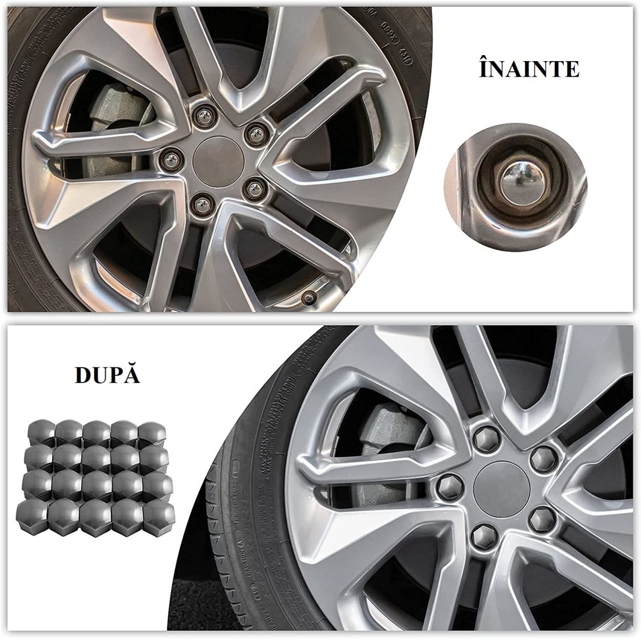 Set 20 capace prezoane de 17 mm si cheie de scos capace, universale, hexagonale, cromate [2]