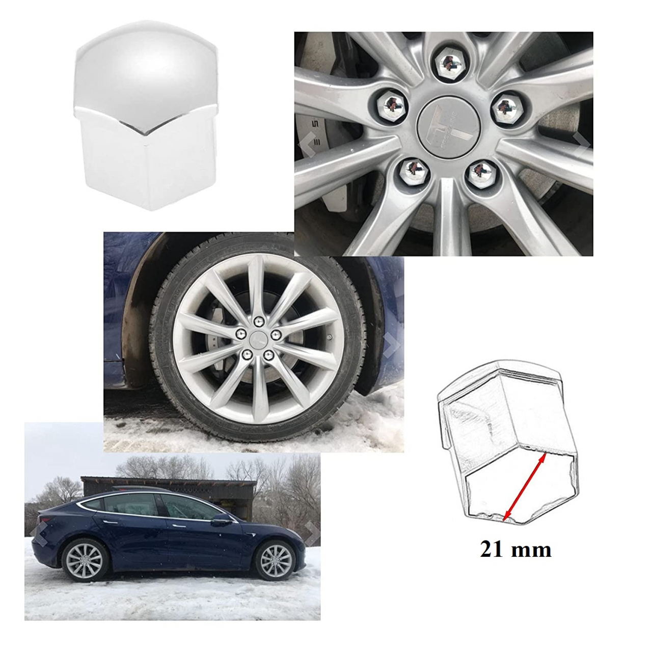 Set 20 capace prezoane de 17 mm si cheie de scos capace, universale, hexagonale, cromate [4]