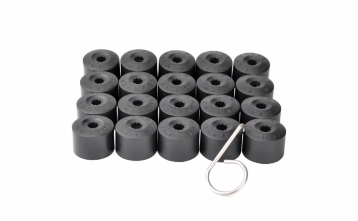 Set 20 capace prezoane de 17 mm si cheie de scos capace, VW/ Audi/ Skoda, 16 buc hexagonale si 4 buc antifurt, negru mat [2]