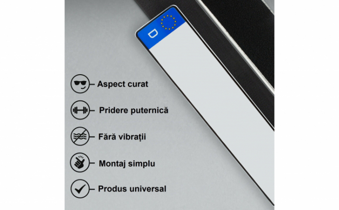 Set suport placute numar de inmatriculare auto velcro, fara rama, autocolant, 4 bucati (fata - spate) [2]