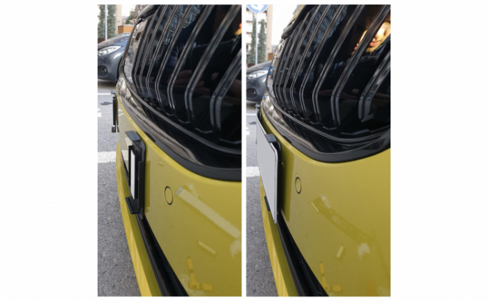 Set suport placute numar inmatriculare auto Premium Super Slim - 4 bucati (fata + spate), fara rama [5]