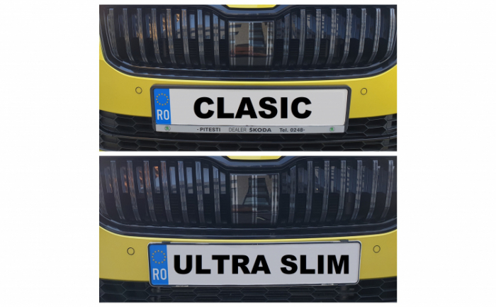 Set suport placute numar inmatriculare auto Ultra Slim - 4 bucati (fata + spate), fara rama [4]