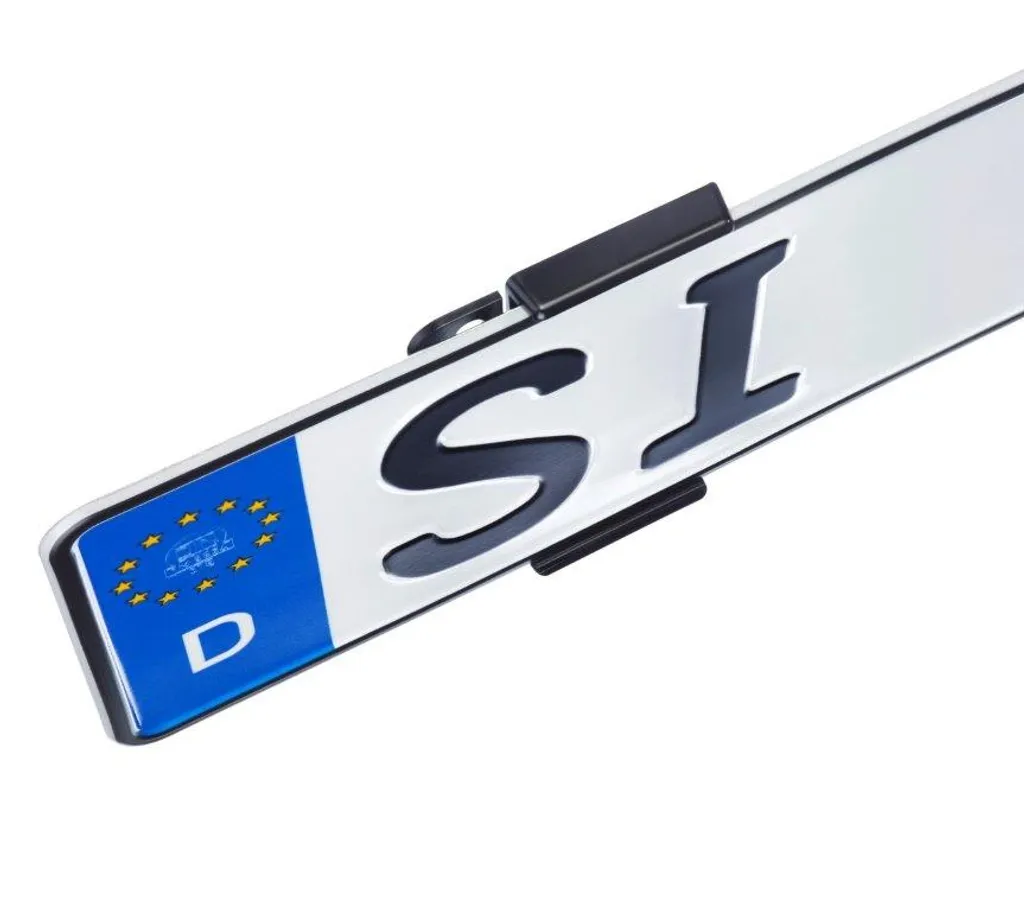 Suport ascuns placute numar inmatriculare auto - 4 bucati (fata + spate), fara rama, slim, negru [3]