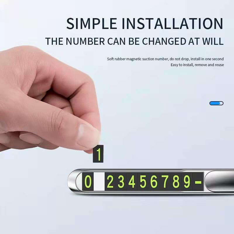 Suport auto bord cu numar de telefon pentru parcare temporara cu cifre magnetice si fosforescente, metalic, argintiu [2]