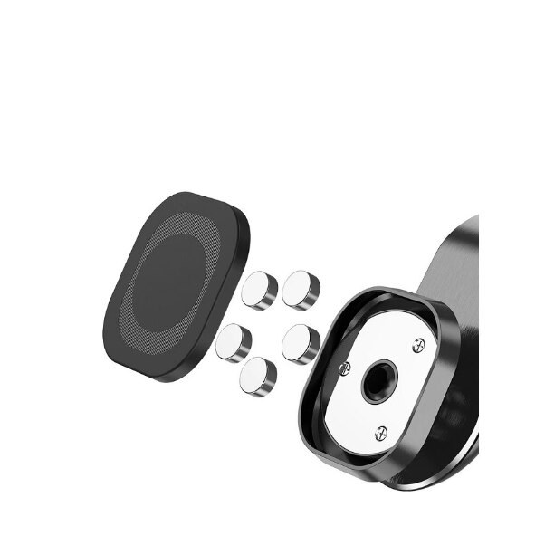 Suport auto premium cu magnet puternic pentru telefon, prindere pe grila de ventilatie, compact, universal, rotire 360 grade, aluminiu, negru [4]