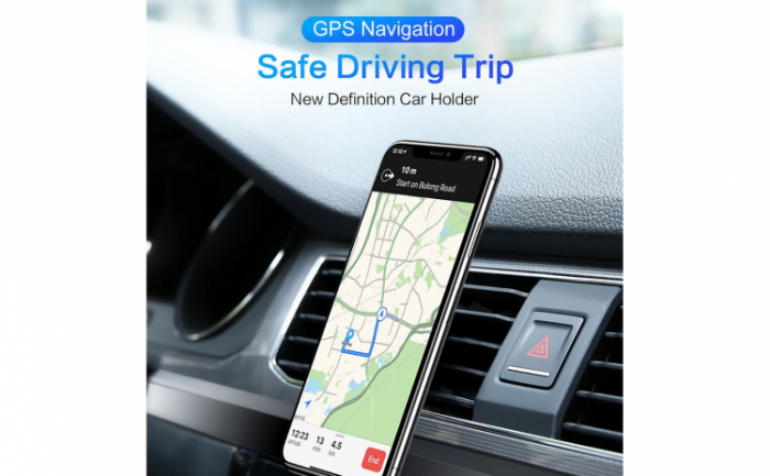 Suport magnetic auto pentru telefon, prindere pe grila de ventilatie, negru [9]