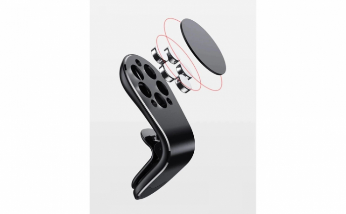 Suport magnetic auto pentru telefon, prindere pe grila de ventilatie, negru [4]