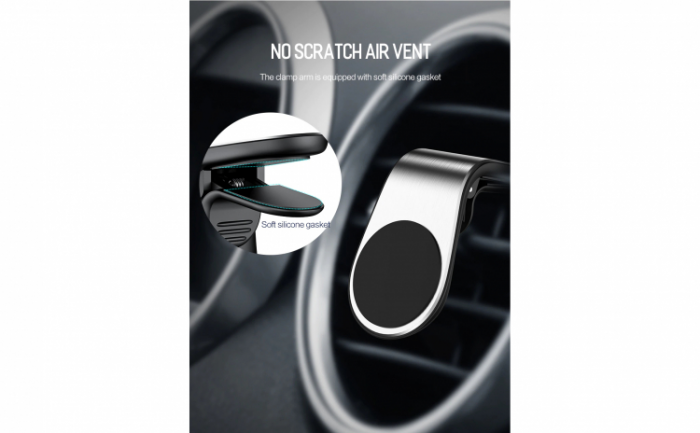Suport magnetic auto pentru telefon, prindere pe grila de ventilatie, negru [2]