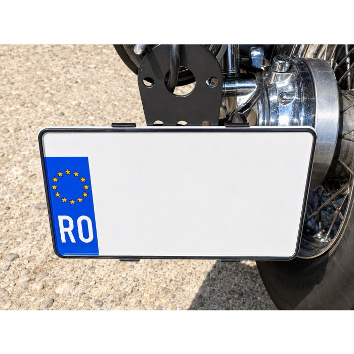 Suport numar inmatriculare MOTO, Tip C, 130mm, fara rama, subtire – 2 bucati (spate), negru, G-Mark® [2]