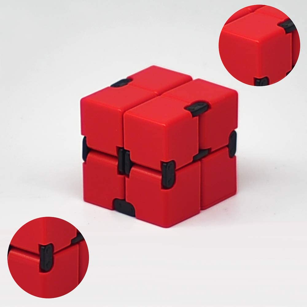 Cub antistres, Fidget Toy, Infinity Magic Cube, rosu, 4x4x4 cm [5]