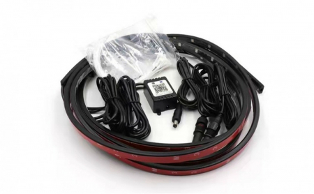 Iluminare exterioara - Banda LED auto RGBIC dinamica, lumini ambientale Premium sub masina, 2x150 cm si 4x50 cm, control aplicatie, pentru prezentare si show-uri auto