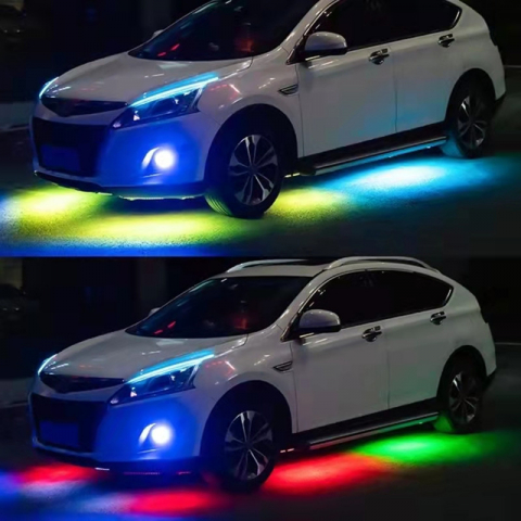 Banda LED auto RGBIC dinamica, lumini ambientale Premium sub masina, 2x150 cm si 4x50 cm, control aplicatie, pentru prezentare si show-uri auto [7]