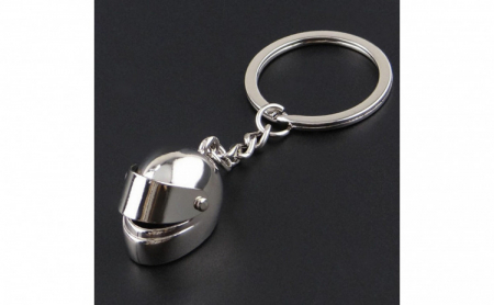 Breloc chei auto, casca motociclist, metalic, gri [4]