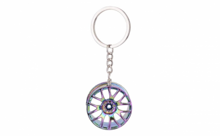 Breloc chei auto, model janta, metalic, multicolor [2]