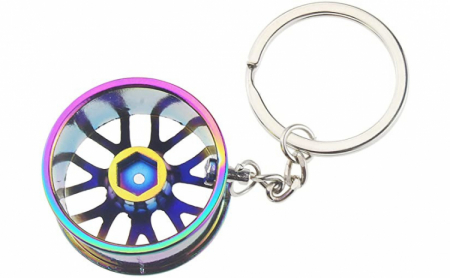 Breloc chei auto, model janta, metalic, multicolor [1]
