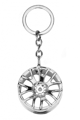 Breloc chei auto, model janta, metalic, crom [2]
