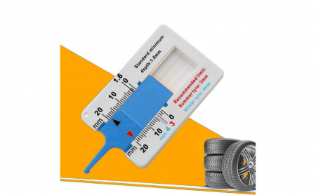 Accesorii auto - Dispozitiv de masurare a adancimii uzurii cauciucurilor, masurare profil anvelope, 20 mm, alb-albastru