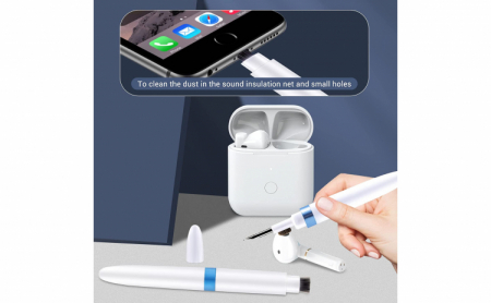 Kit de curatare casti 3 in 1 pentru AirPods, casti wireless, aparat foto, tastatura, piese lego, cu 3 capete diferite, alb [4]