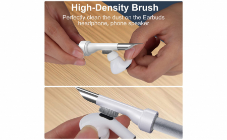 Kit de curatare casti 3 in 1 pentru AirPods, casti wireless, aparat foto, tastatura, piese lego, cu 3 capete diferite, alb [11]