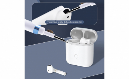 Kit de curatare casti 3 in 1 pentru AirPods, casti wireless, aparat foto, tastatura, piese lego, cu 3 capete diferite, alb [2]