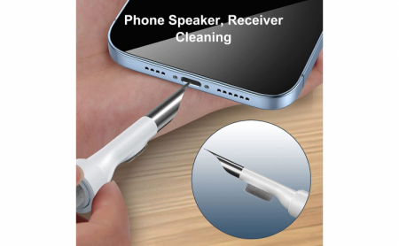 Kit de curatare casti 3 in 1 pentru AirPods, casti wireless, aparat foto, tastatura, piese lego, cu 3 capete diferite, alb [8]