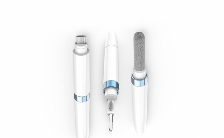 Accesorii telefoane - Kit de curatare casti 3 in 1 pentru AirPods, casti wireless, aparat foto, tastatura, piese lego, cu 3 capete diferite, alb