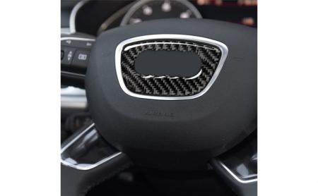 Ornament autoadeziv compatibil cu volan Audi, model carbon, negru, A001 [5]