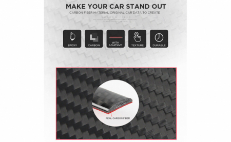 Ornament autoadeziv compatibil cu volan Audi, model carbon, negru, A001 [4]