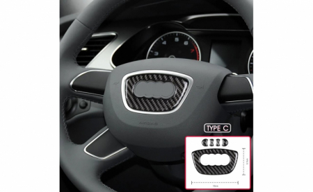 Ornament autoadeziv compatibil cu volan Audi, model carbon, negru, A001 [6]