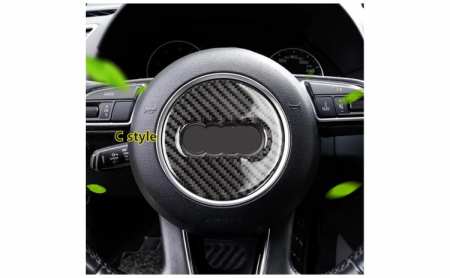 Ornament autoadeziv compatibil cu volan Audi, model carbon, negru, A002 [3]