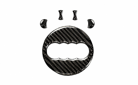 Ornament autoadeziv compatibil cu volan Audi, model carbon, negru, A002