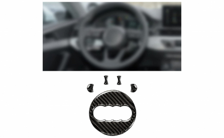 Ornament autoadeziv compatibil cu volan Audi, model carbon, negru, A002 [2]