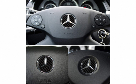 Ornament autoadeziv compatibil cu volan Mercedes, model carbon, negru [5]