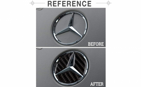 Ornament autoadeziv compatibil cu volan Mercedes, model carbon, negru [1]