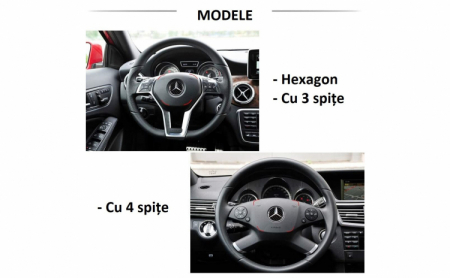 Ornament autoadeziv compatibil cu volan Mercedes, model carbon, negru [3]