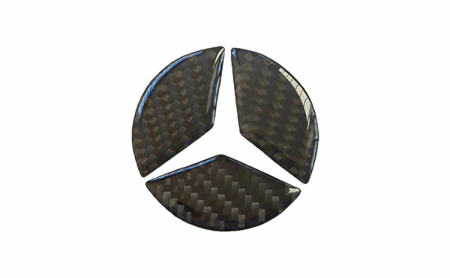 Accesorii interioare - Ornament autoadeziv compatibil cu volan Mercedes, model carbon, negru