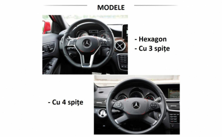 Ornament autoadeziv compatibil cu volan Mercedes, model carbon, rosu [3]