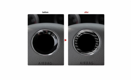 Ornament autoadeziv compatibil cu volan VW, model carbon, negru [5]