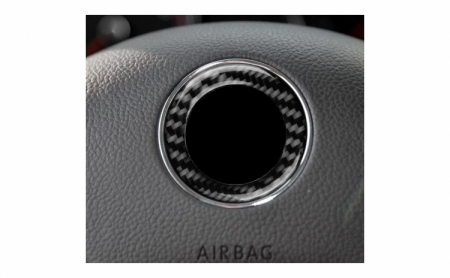 Ornament autoadeziv compatibil cu volan VW, model carbon, negru [2]